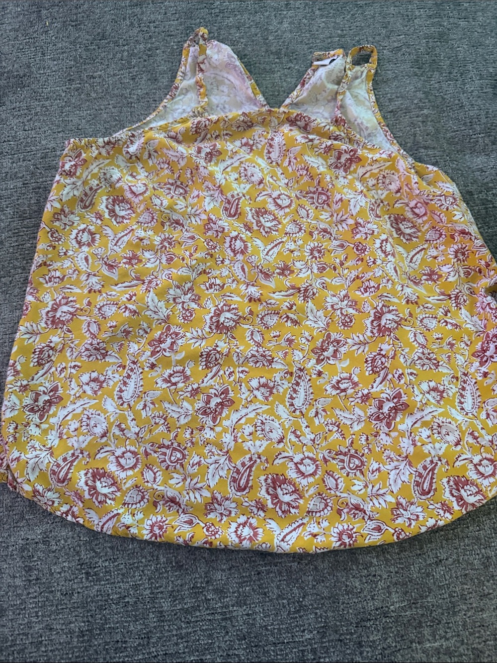 Old Navy Yellow Paisley Floral Halter Tank with Pink Accents